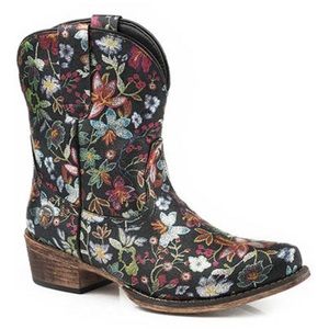 ROPER WOMEN'S INGRID FLORAL WESTERN BOOTIES - SNIP TOE